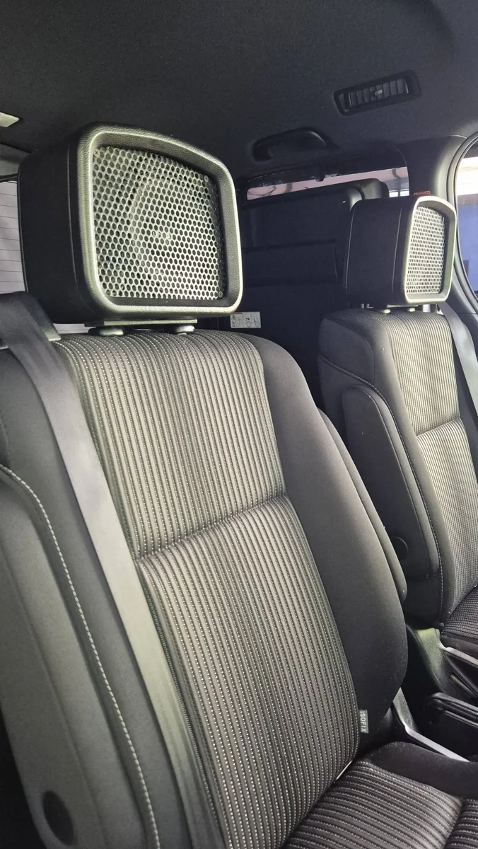Vehicle audio enclosure closeup